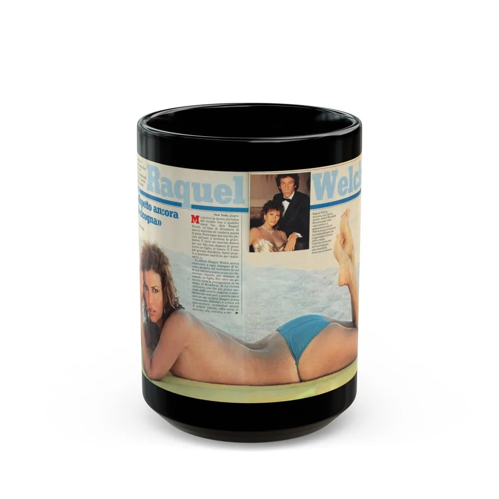 Raquel Welch #2261 (Vintage Female Icon) Black Coffee Mug-15oz-Go Mug Yourself