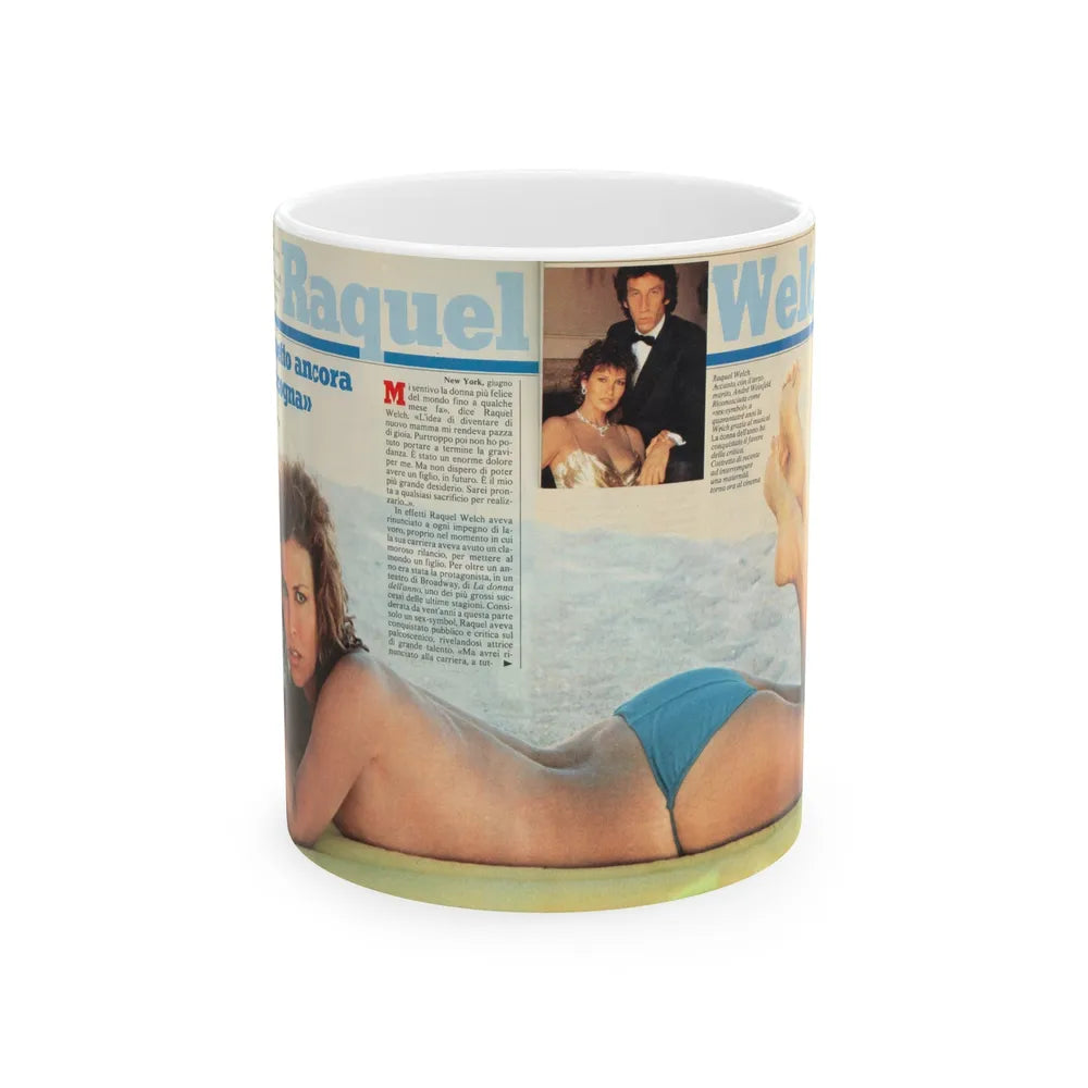 Raquel Welch #2261 (Vintage Female Icon) White Coffee Mug-11oz-Go Mug Yourself