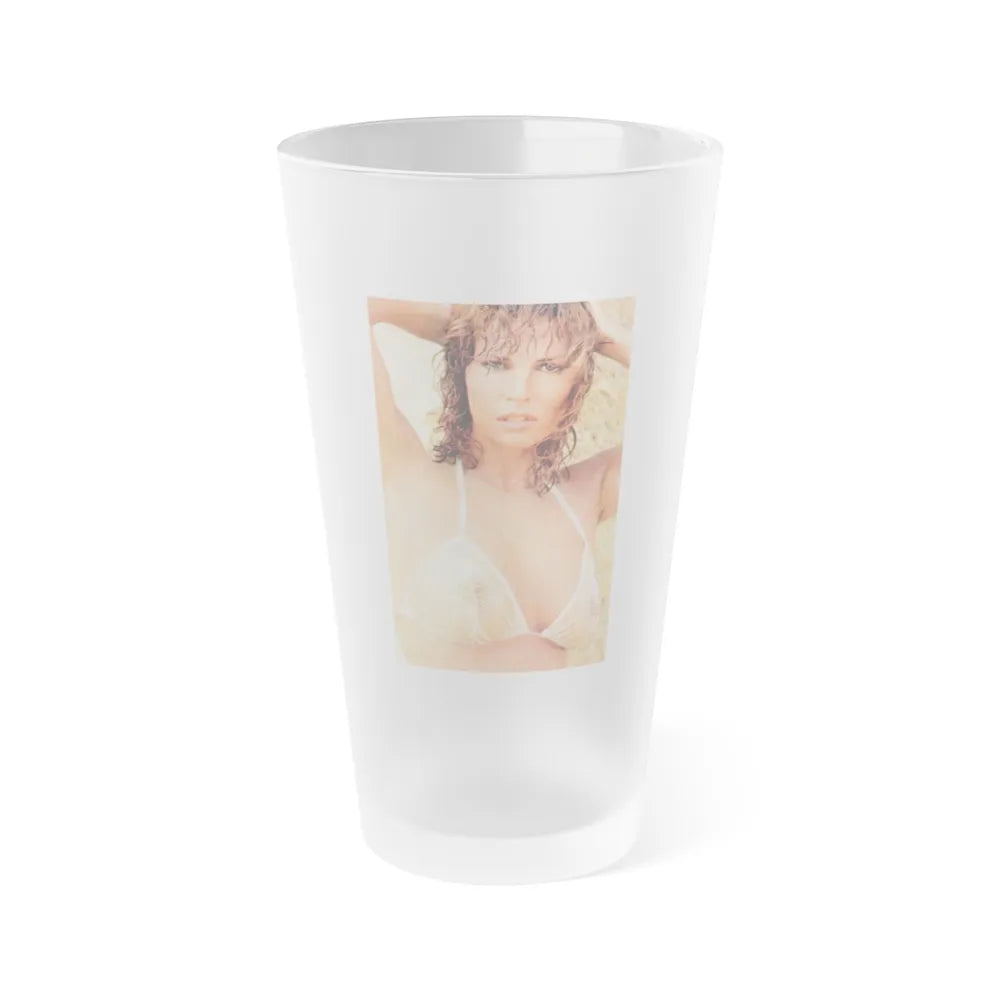 Raquel Welch #227 - See through top (Vintage Female Icon) Frosted Pint Glass 16oz-16oz-Frosted-Go Mug Yourself