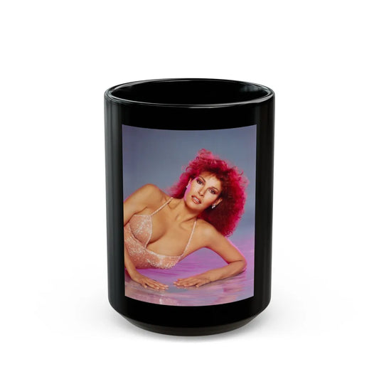 Raquel Welch #228 (Vintage Female Icon) Black Coffee Mug-15oz-Go Mug Yourself