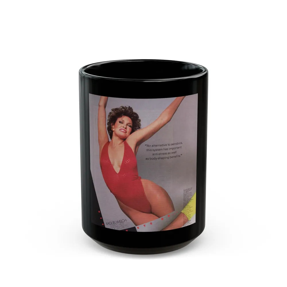 Raquel Welch #229 (Vintage Female Icon) Black Coffee Mug-15oz-Go Mug Yourself