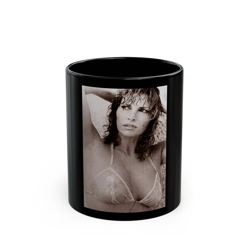 Raquel Welch #230 (Vintage Female Icon) Black Coffee Mug-11oz-Go Mug Yourself