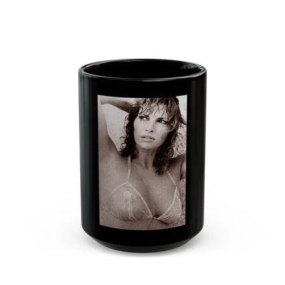 Raquel Welch #230 (Vintage Female Icon) Black Coffee Mug-15oz-Go Mug Yourself