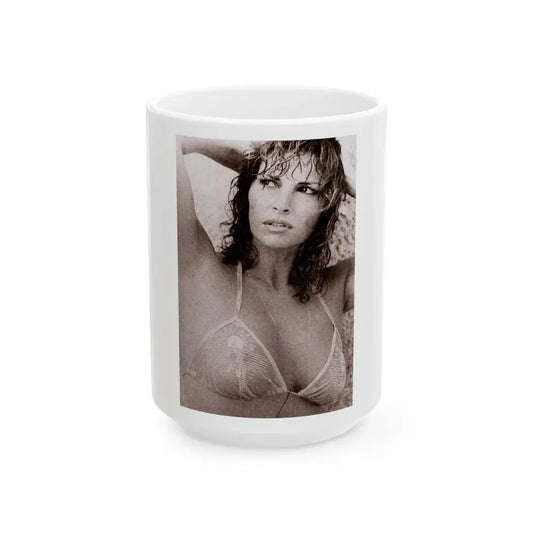Raquel Welch #230 (Vintage Female Icon) White Coffee Mug 15oz - Go Mug Yourself