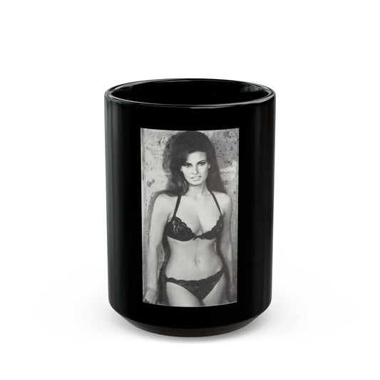 Raquel Welch #234 (Vintage Female Icon) Black Coffee Mug-15oz-Go Mug Yourself