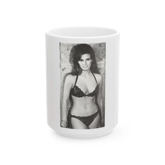 Raquel Welch #234 (Vintage Female Icon) White Coffee Mug-15oz-Go Mug Yourself