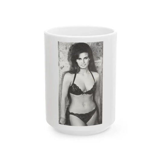 Raquel Welch #234 (Vintage Female Icon) White Coffee Mug 15oz - Go Mug Yourself