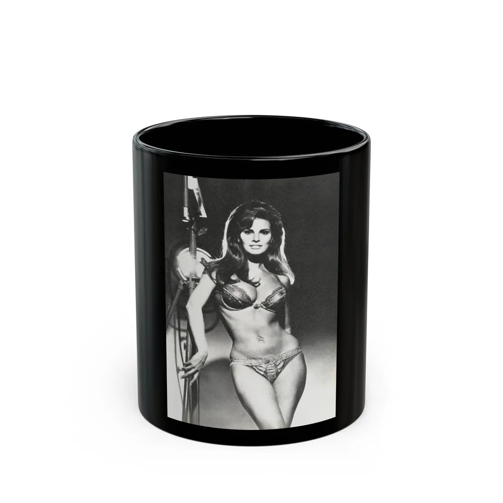 Raquel Welch #235 (Vintage Female Icon) Black Coffee Mug-11oz-Go Mug Yourself