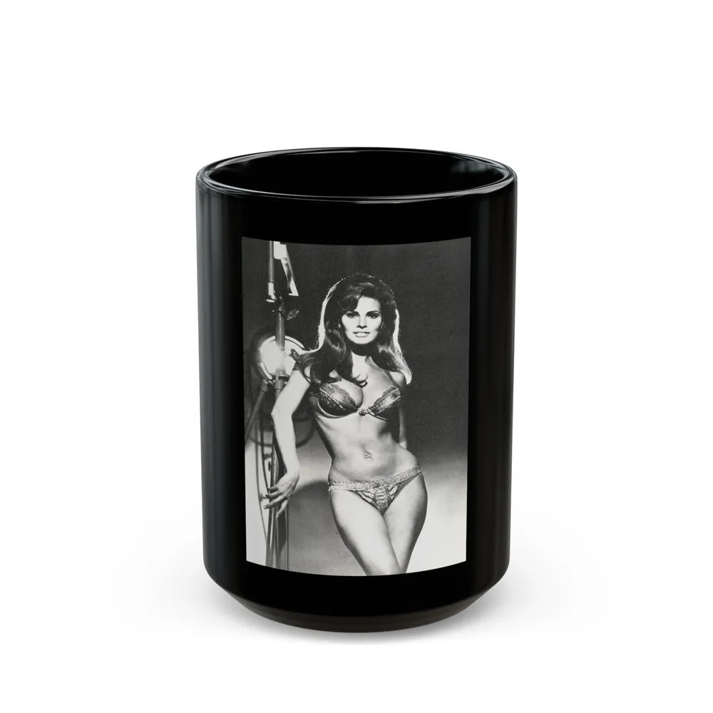 Raquel Welch #235 (Vintage Female Icon) Black Coffee Mug-15oz-Go Mug Yourself