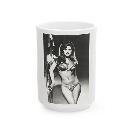 Raquel Welch #235 (Vintage Female Icon) White Coffee Mug-15oz-Go Mug Yourself