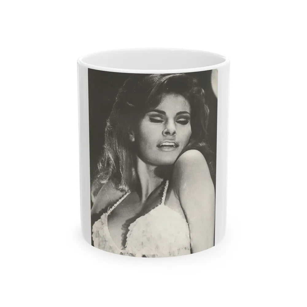 Raquel Welch #236 (Vintage Female Icon) White Coffee Mug-11oz-Go Mug Yourself