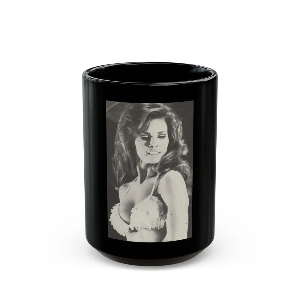 Raquel Welch #237 (Vintage Female Icon) Black Coffee Mug-15oz-Go Mug Yourself