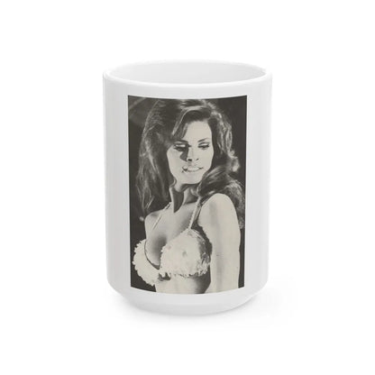 Raquel Welch #237 (Vintage Female Icon) White Coffee Mug-15oz-Go Mug Yourself