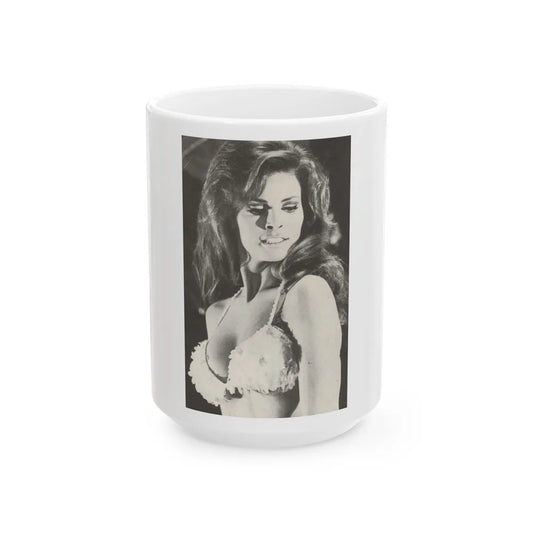 Raquel Welch #237 (Vintage Female Icon) White Coffee Mug-15oz-Go Mug Yourself