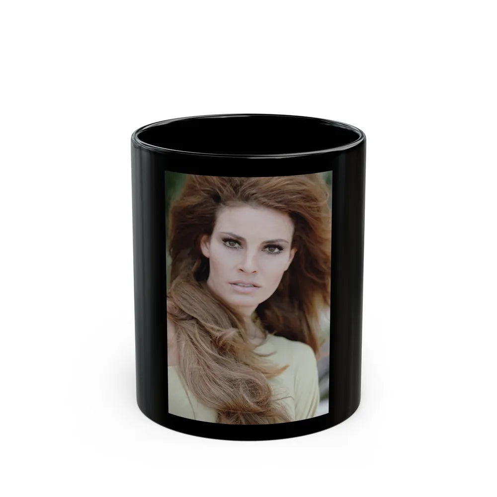 Raquel Welch #239 (Vintage Female Icon) Black Coffee Mug-11oz-Go Mug Yourself