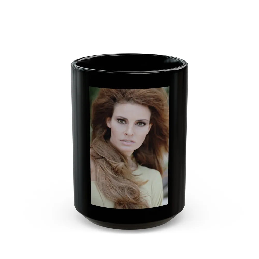 Raquel Welch #239 (Vintage Female Icon) Black Coffee Mug-15oz-Go Mug Yourself