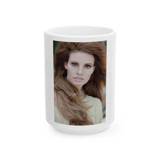 Raquel Welch #239 (Vintage Female Icon) White Coffee Mug-15oz-Go Mug Yourself