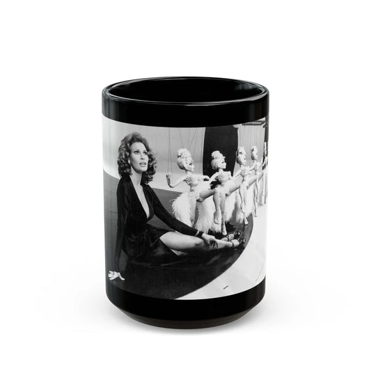 Raquel Welch #246 (Vintage Female Icon) Black Coffee Mug-15oz-Go Mug Yourself