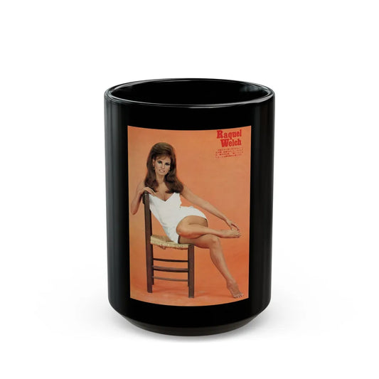 Raquel Welch #248 (Vintage Female Icon) Black Coffee Mug-15oz-Go Mug Yourself