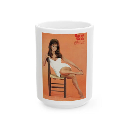 Raquel Welch #248 (Vintage Female Icon) White Coffee Mug-15oz-Go Mug Yourself