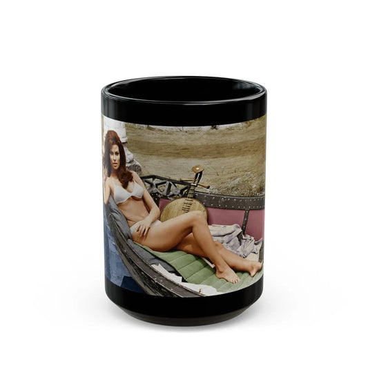 Raquel Welch #253 (Vintage Female Icon) Black Coffee Mug-15oz-Go Mug Yourself