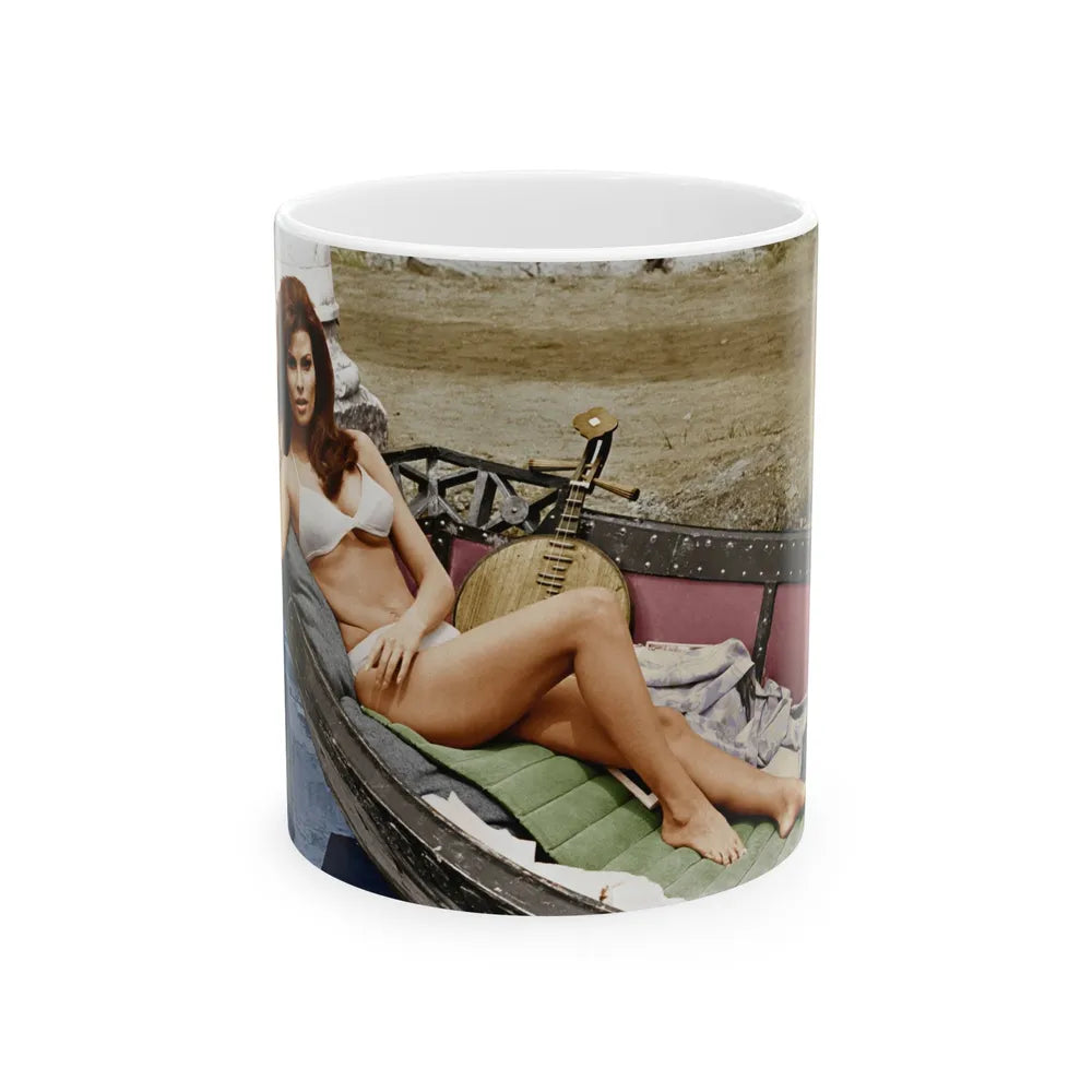 Raquel Welch #253 (Vintage Female Icon) White Coffee Mug-11oz-Go Mug Yourself