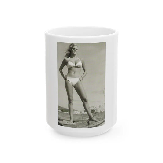 Raquel Welch #259 (Vintage Female Icon) White Coffee Mug-15oz-Go Mug Yourself