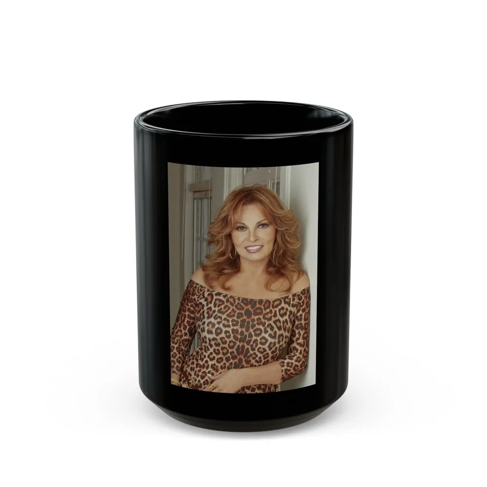 Raquel Welch #267 (Vintage Female Icon) Black Coffee Mug-15oz-Go Mug Yourself