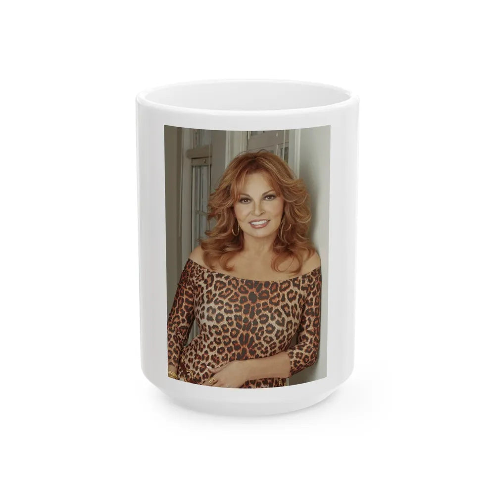 Raquel Welch #267 (Vintage Female Icon) White Coffee Mug-15oz-Go Mug Yourself