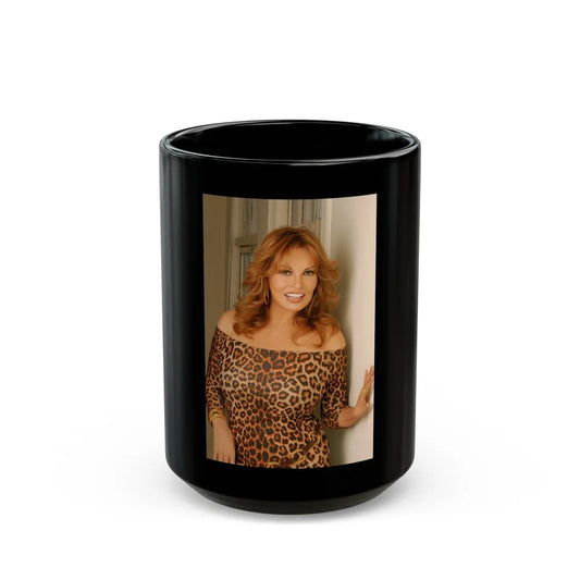 Raquel Welch #269 (Vintage Female Icon) Black Coffee Mug-15oz-Go Mug Yourself