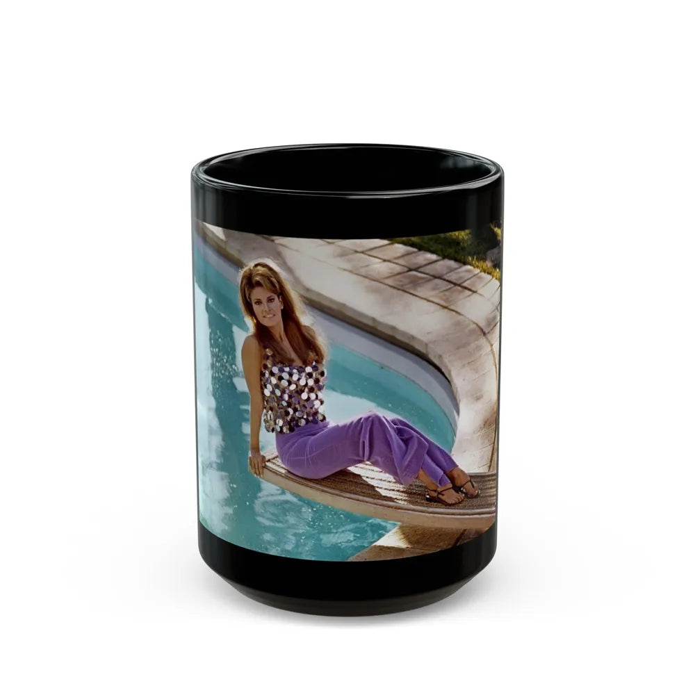 Raquel Welch #271 (Vintage Female Icon) Black Coffee Mug-15oz-Go Mug Yourself