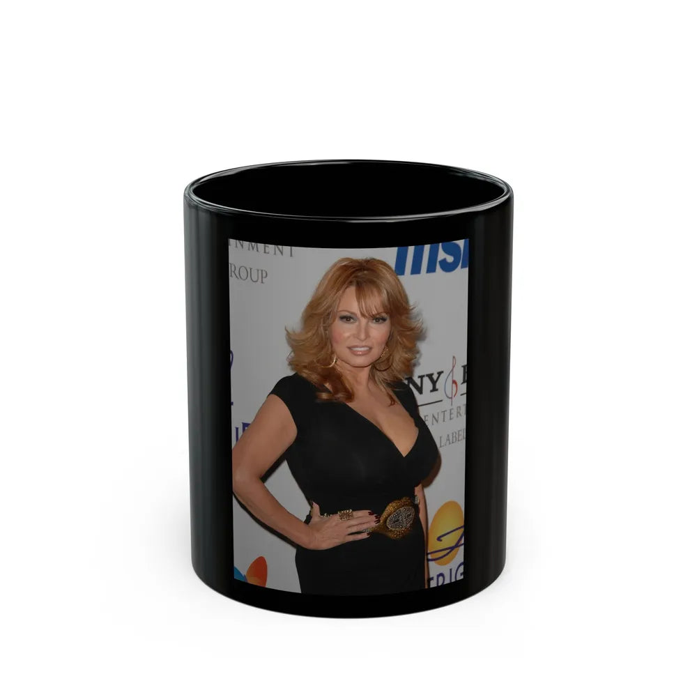 Raquel Welch #282 (Vintage Female Icon) Black Coffee Mug-11oz-Go Mug Yourself