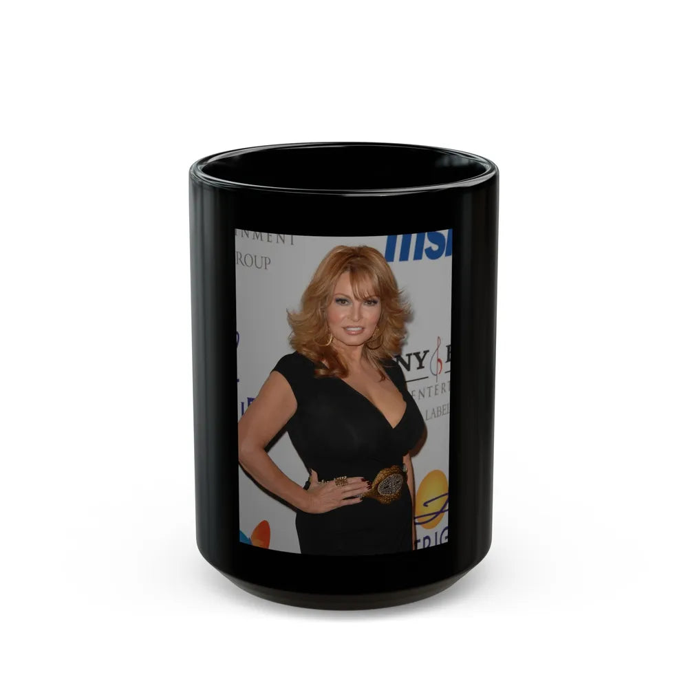 Raquel Welch #282 (Vintage Female Icon) Black Coffee Mug-15oz-Go Mug Yourself