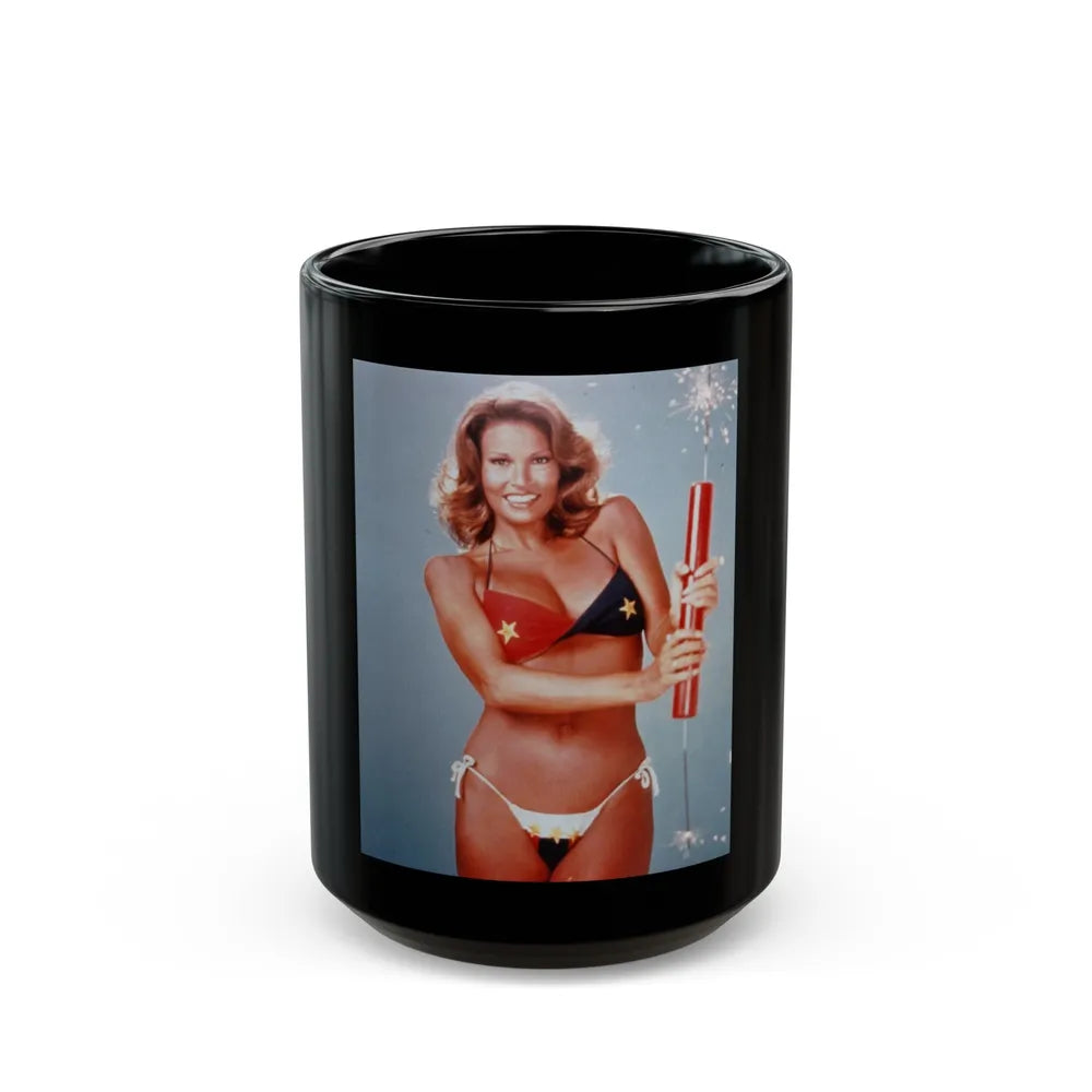 Raquel Welch #283 (Vintage Female Icon) Black Coffee Mug-15oz-Go Mug Yourself