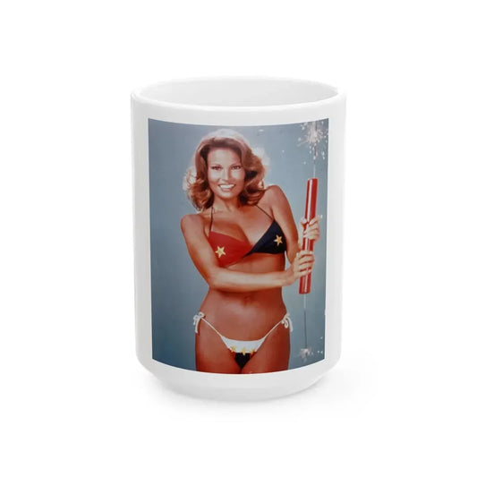 Raquel Welch #283 (Vintage Female Icon) White Coffee Mug 15oz - Go Mug Yourself