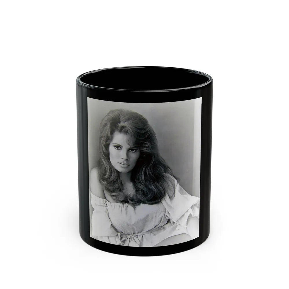 Raquel Welch #284 (Vintage Female Icon) Black Coffee Mug-11oz-Go Mug Yourself