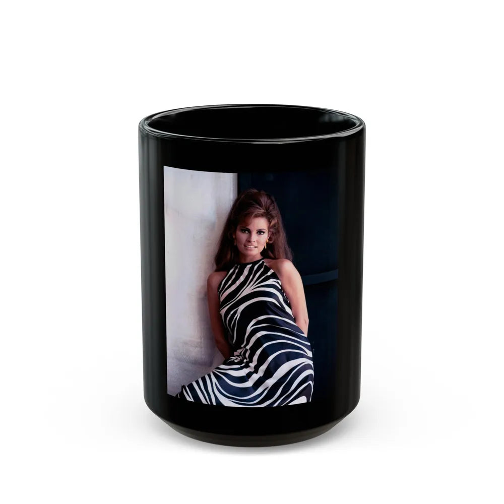 Raquel Welch #291 (Vintage Female Icon) Black Coffee Mug-15oz-Go Mug Yourself