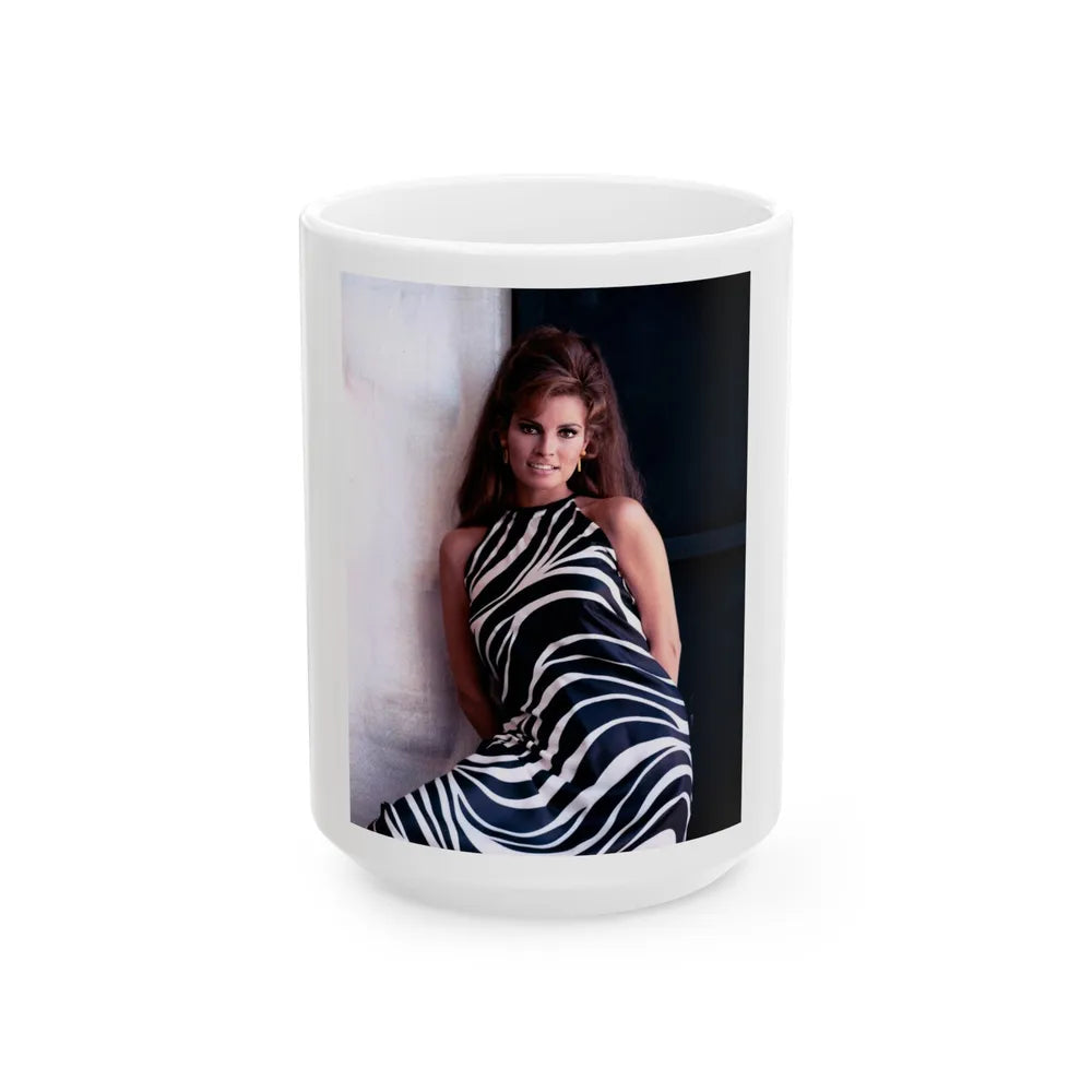 Raquel Welch #291 (Vintage Female Icon) White Coffee Mug-15oz-Go Mug Yourself