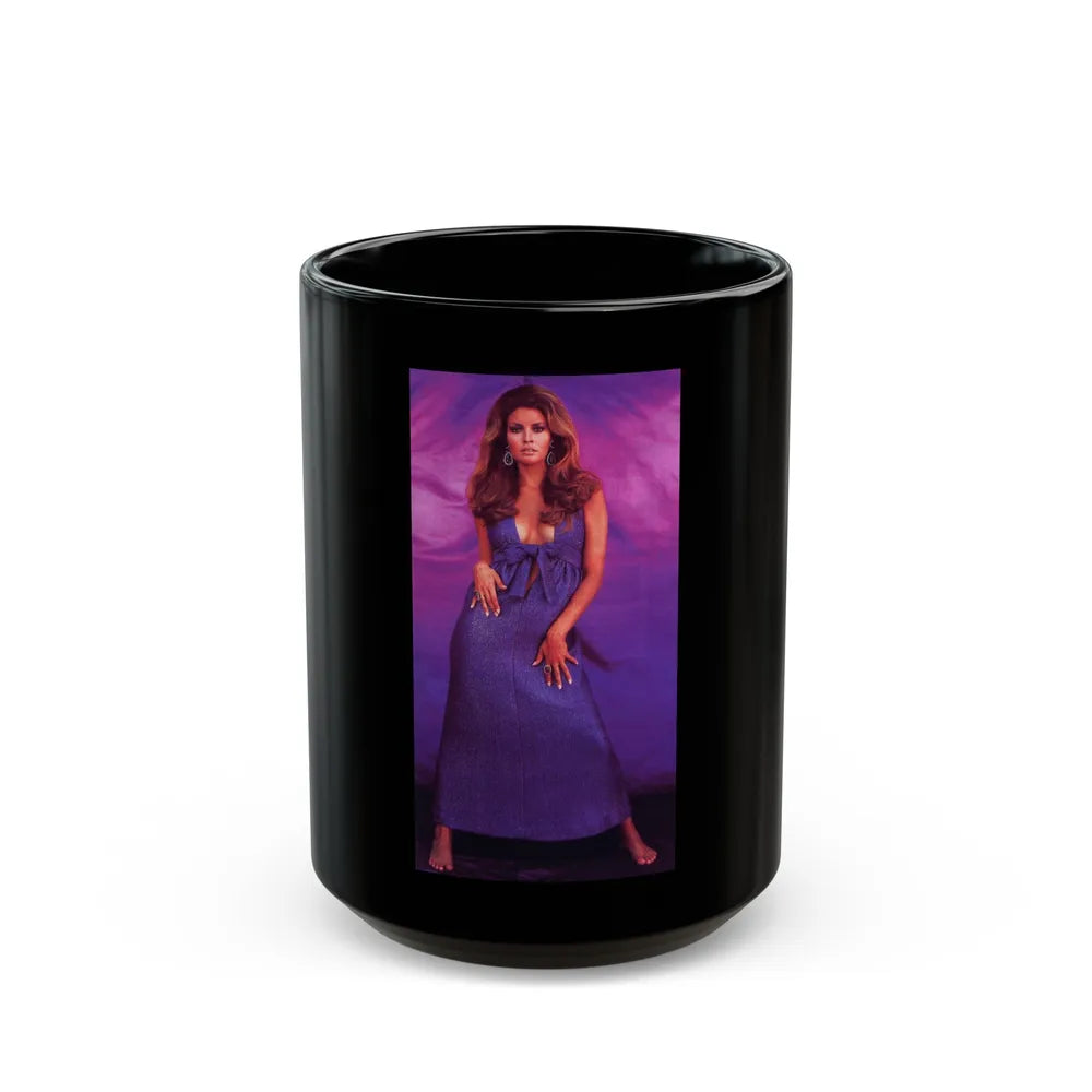 Raquel Welch #292 (Vintage Female Icon) Black Coffee Mug-15oz-Go Mug Yourself