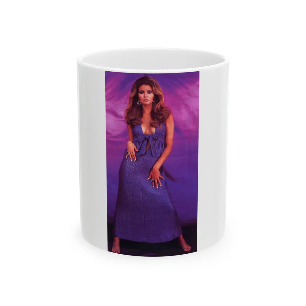 Raquel Welch #292 (Vintage Female Icon) White Coffee Mug-11oz-Go Mug Yourself