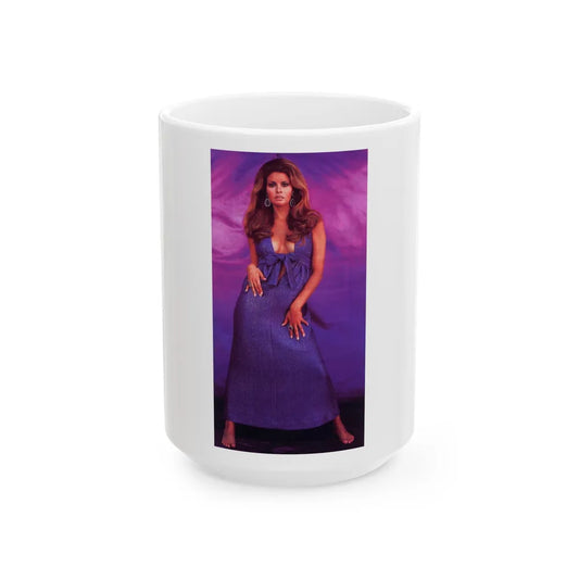 Raquel Welch #292 (Vintage Female Icon) White Coffee Mug-15oz-Go Mug Yourself