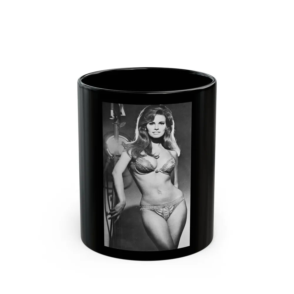 Raquel Welch #298 (Vintage Female Icon) Black Coffee Mug-11oz-Go Mug Yourself