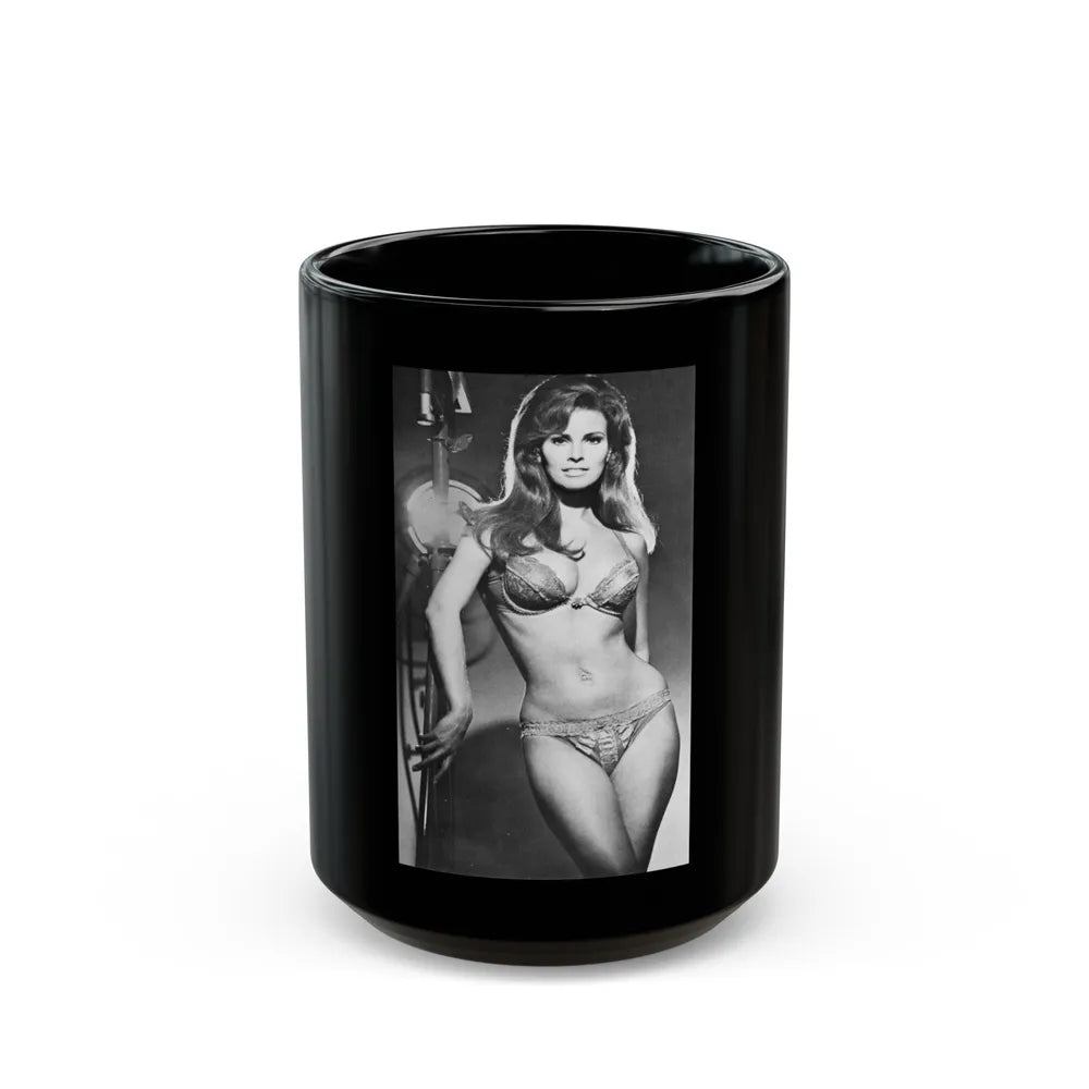 Raquel Welch #298 (Vintage Female Icon) Black Coffee Mug-15oz-Go Mug Yourself