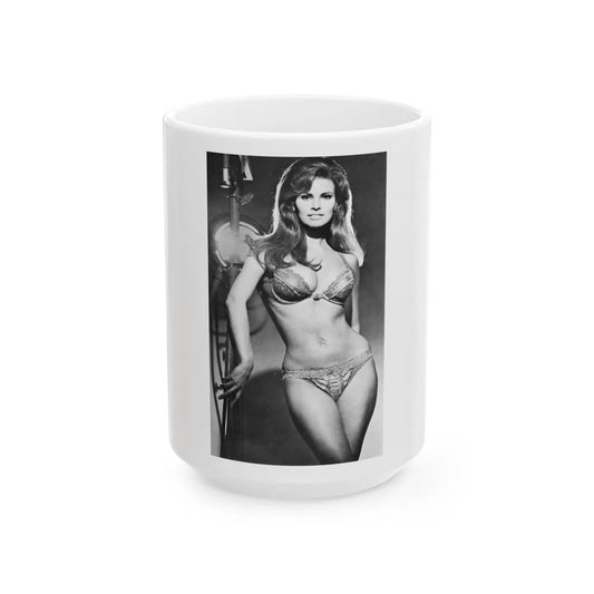 Raquel Welch #298 (Vintage Female Icon) White Coffee Mug-15oz-Go Mug Yourself