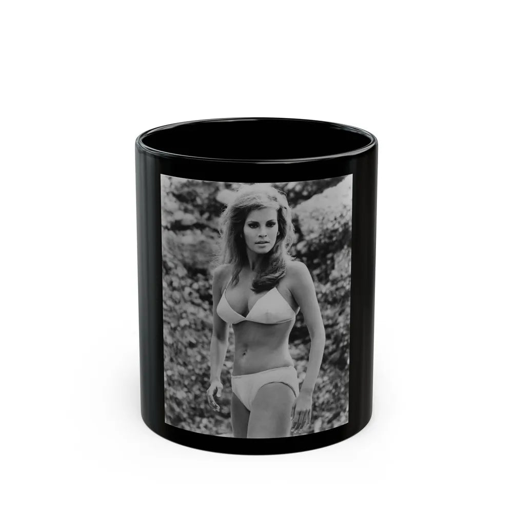 Raquel Welch #306 (Vintage Female Icon) Black Coffee Mug-11oz-Go Mug Yourself