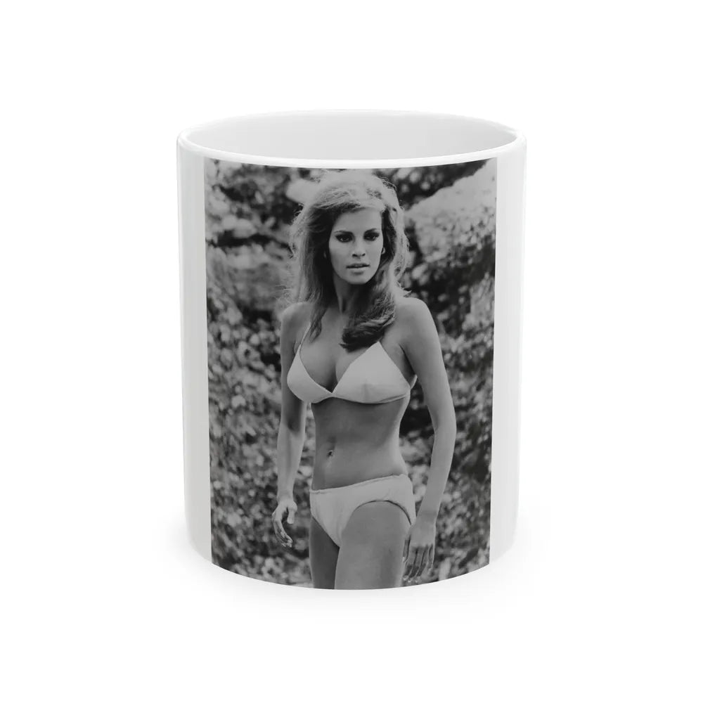 Raquel Welch #306 (Vintage Female Icon) White Coffee Mug-11oz-Go Mug Yourself