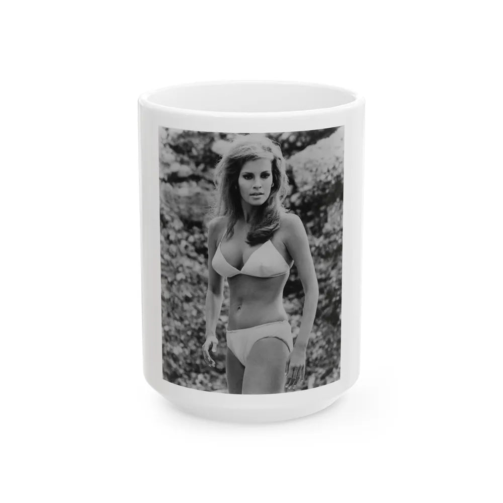 Raquel Welch #306 (Vintage Female Icon) White Coffee Mug-15oz-Go Mug Yourself