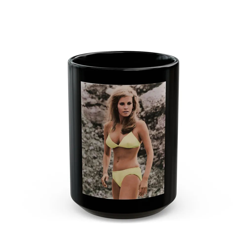 Raquel Welch #3061 (Vintage Female Icon) Black Coffee Mug-15oz-Go Mug Yourself