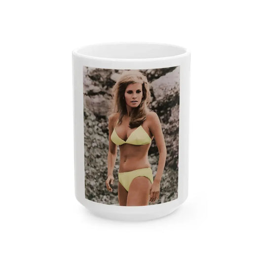 Raquel Welch #3061 (Vintage Female Icon) White Coffee Mug 15oz - Go Mug Yourself