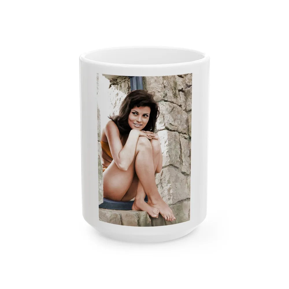 Raquel Welch #3071 (Vintage Female Icon) White Coffee Mug-15oz-Go Mug Yourself